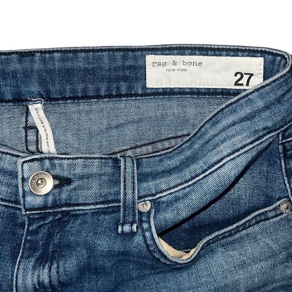 Rag & Bone Dre Low-Rise Slim Boyfriend Sapphire Denim Jeans FLAW sz 27 - Picture 4 of 10